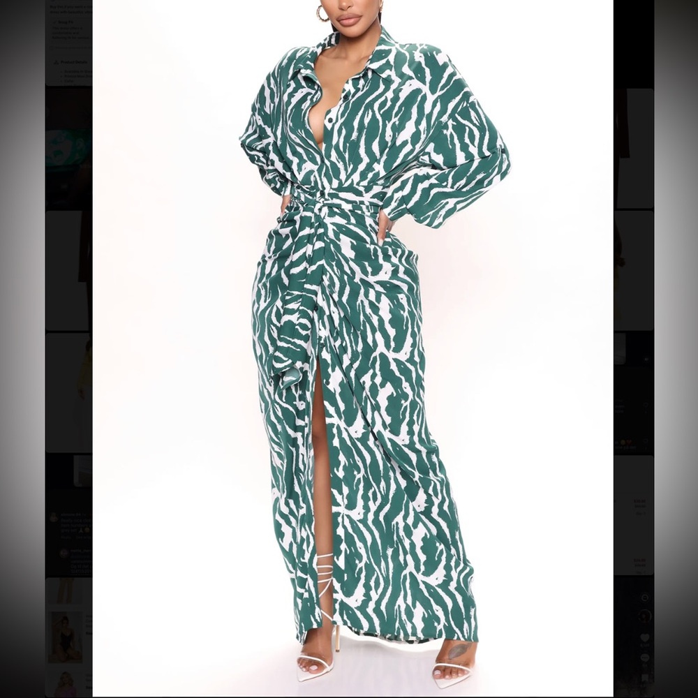 Vibes Green and White Maxi Dress